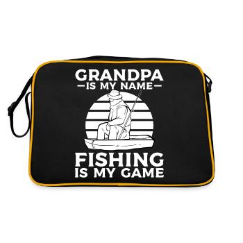 Fishing Grandpa is my name fishing is my game - Sac Retro - noir/or - Dos