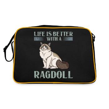 Ragdoll Katze Geschenk Kätzchen Besitzer Liebhaber - Retro Tasche - Schwarz/Gold - Hinten