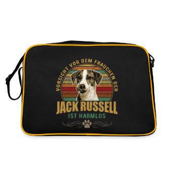 Beware of the woman Jack Russel is harmless - Retro Bag - black/gold - Back