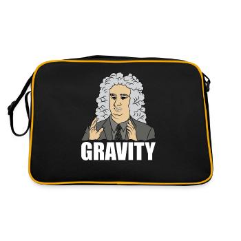 Lustiges Science Meme Isaac Newton „GRAVITY“ Zitat - Retro Tasche - Schwarz/Gold - Hinten