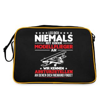 Modellflieger Modellfliegen Modellflug - Retro Tasche - Schwarz/Gold - Hinten