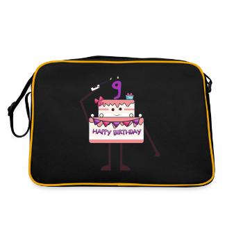 I'm 9 Birthday Cake Ninth Birthday - Retro Bag - black/gold - Back