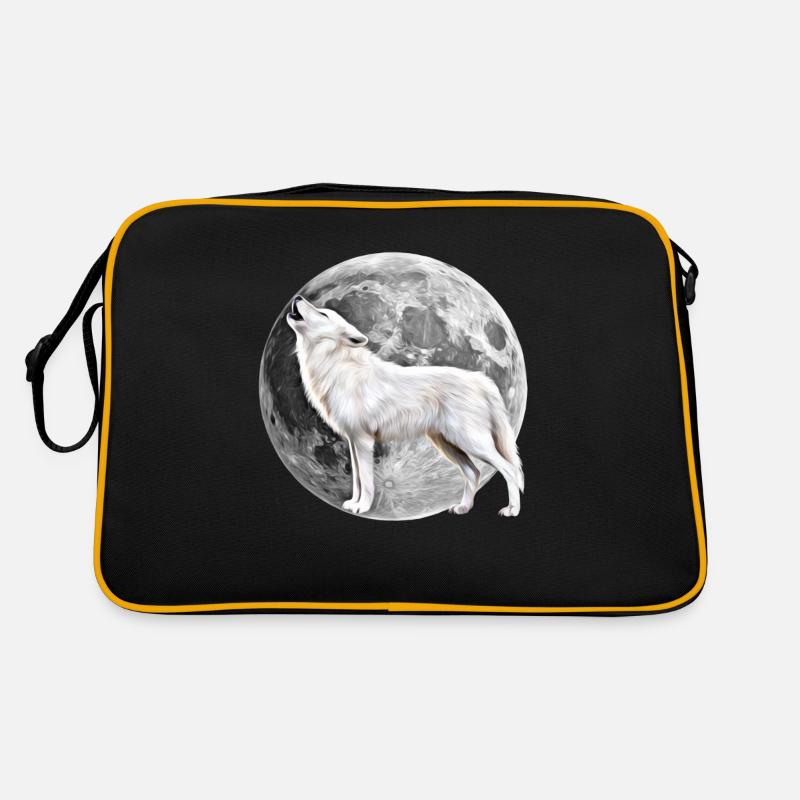 Wolf - Retro Tasche - Schwarz/Gold