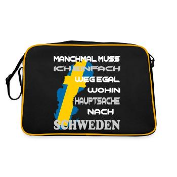SCHWEDEN ANGELN Urlaub - Retro Tasche - Schwarz/Gold - Hinten