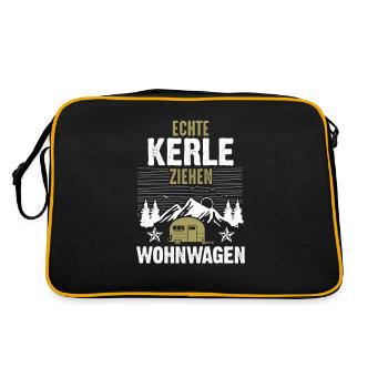 Echte Kerle Ziehen Wohnwagen Camping Camper - Retro Tasche - Schwarz/Gold - Hinten