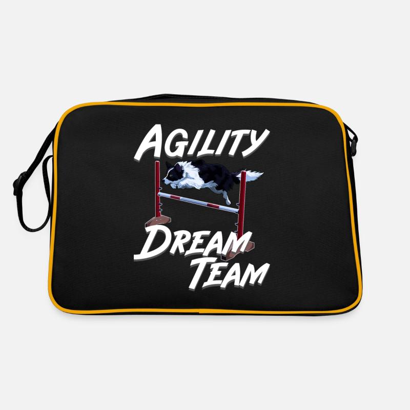 Niedliches Border Collie Agility Dream Team Retro Tasche