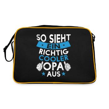 opa, cooler opa, geschenkidee, geschenk, familie - Retro Tasche - Schwarz/Gold - Hinten