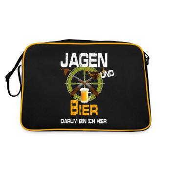 Wild Jagd Hirsch Evolution Waidmann Lustig Mann - Retro Tasche - Schwarz/Gold - Hinten