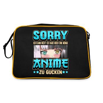 Anime Otaku Weeb Merch Figur Cosplay Manga Lustig - Retro Tasche - Schwarz/Gold - Hinten