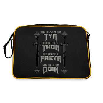 Mein Schwert für Tyr Mein Leben für Odin Viking - Retro Tasche - Schwarz/Gold - Hinten
