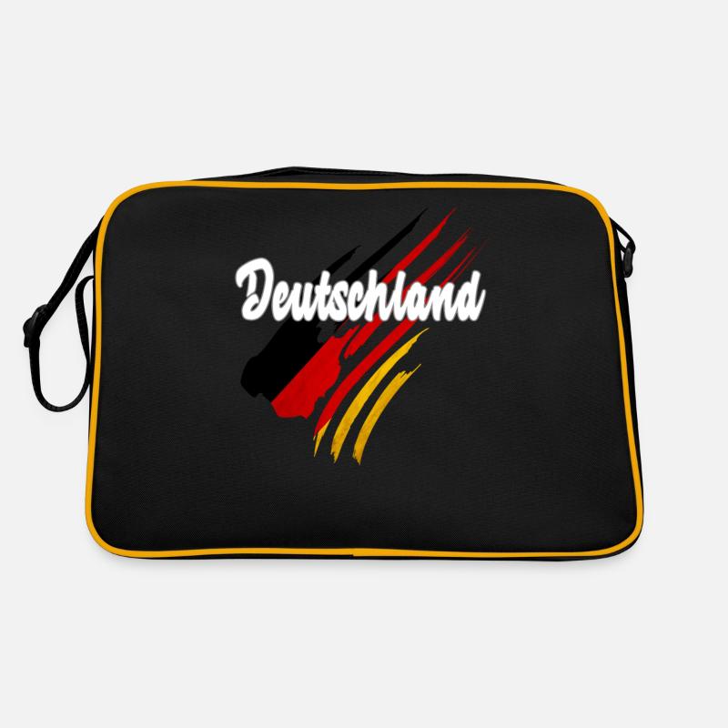 Deutschland - Deutsche Flagge - Retro Tasche - Schwarz/Gold
