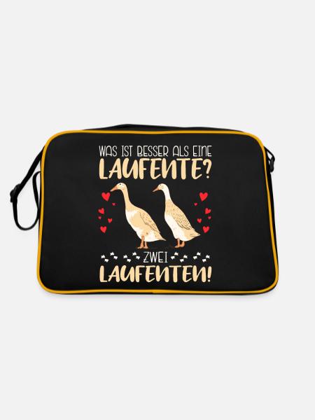 Laufente Laufenten witzig Geschenk - Retro Tasche - Schwarz/Gold