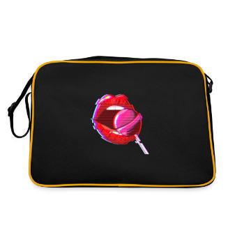 Aesthetic E-Girl Mund Lolli Outfit Retro Style - Retro Tasche - Schwarz/Gold - Hinten