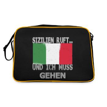 SIZILIEN ITALIEN GESCHENK - Retro Tasche - Schwarz/Gold - Hinten