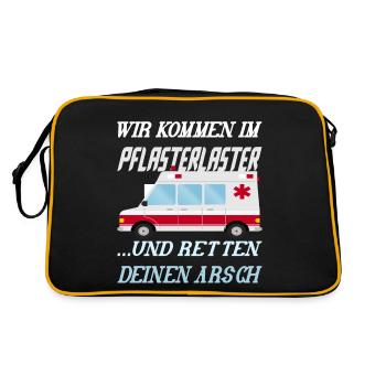 PFLASTERLASTER Sanitäter Krankenwagen - Retro Tasche - Schwarz/Gold - Hinten