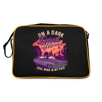 On A Dark Desert Highway Wind In My Hair - vintage - Sac Retro - noir/or - Dos