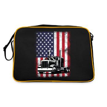 Etats-Unis Drapeau routier - Sac Retro - noir/or - Dos