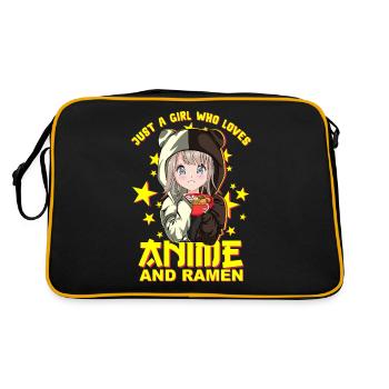 Kawaii Neko Ramen Lover - Japanese Noodles Anime - Retro Bag - black/gold - Back