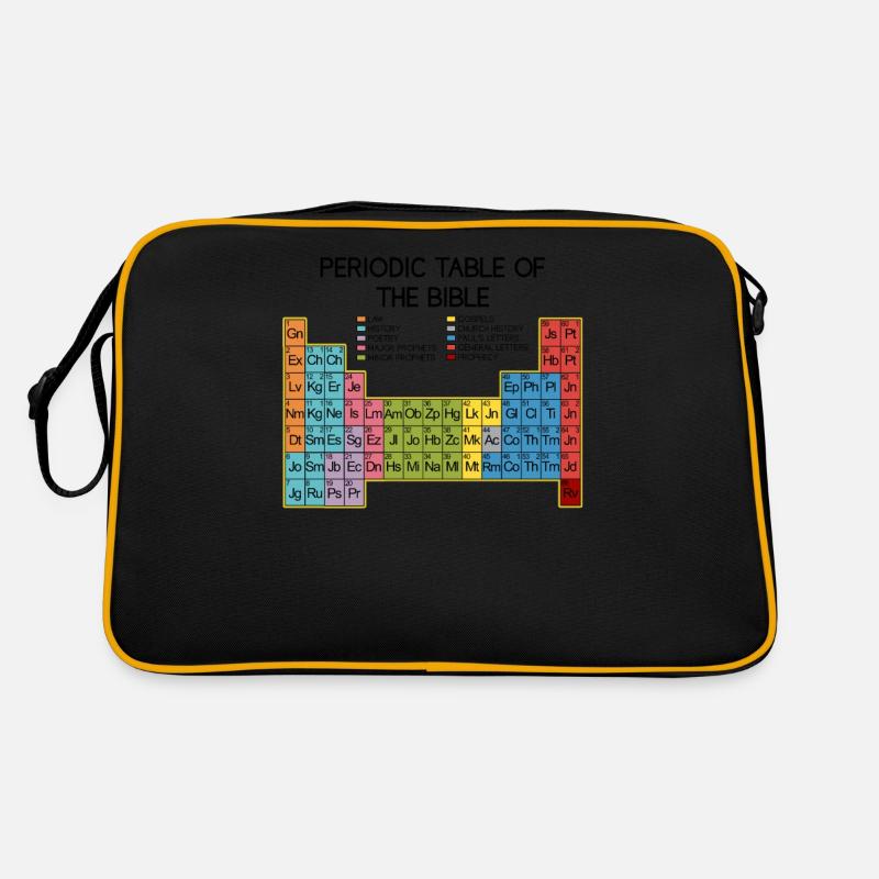 Christlich Geschenk - Gottes Wort - Periodensystem - Retro Tasche - Schwarz/Gold