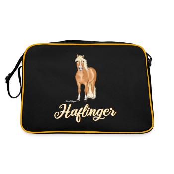 beautiful Haflinger with bright font - Retro Bag - black/gold - Back