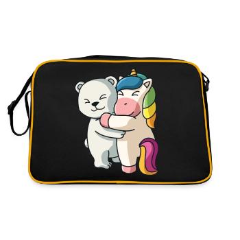 Eisbär mit Einhorn Liebe niedliche Tiere knuddeln - Retro Tasche - Schwarz/Gold - Hinten