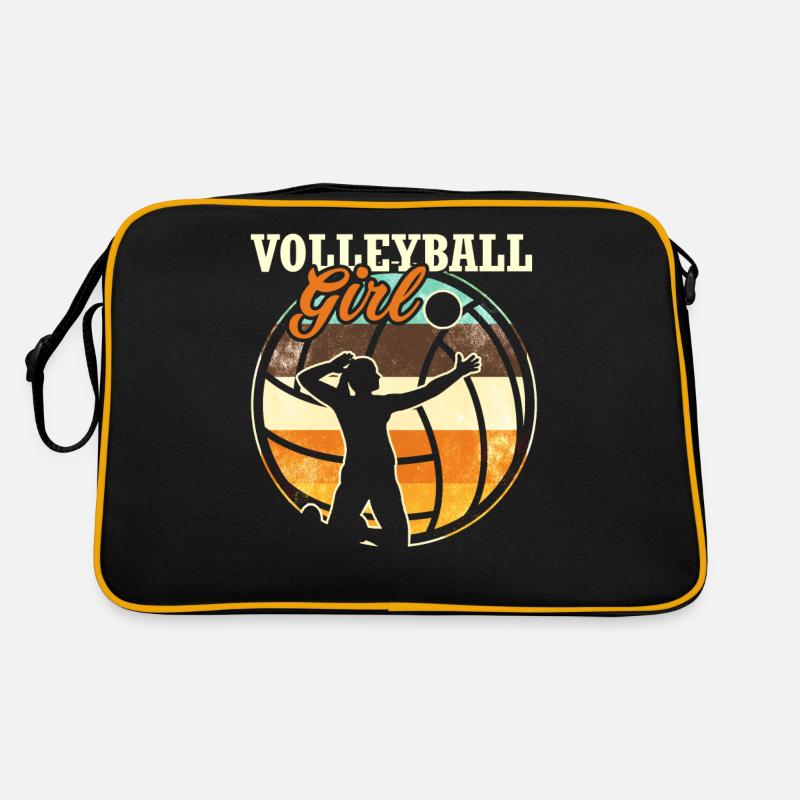 Volleyball Mädchen - Retro Tasche - Schwarz/Gold