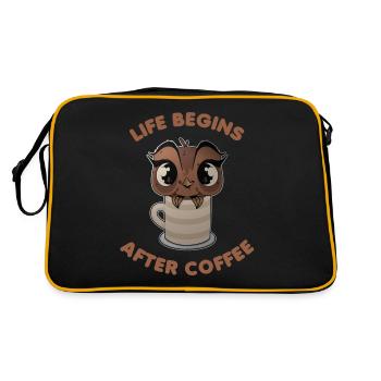 Nachteule Kaffee Eule in Becher - Retro Tasche - Schwarz/Gold - Hinten