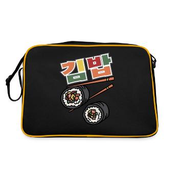 Gimbap plat de riz coréene De l’écriture De Hangul - Sac Retro - noir/or - Dos