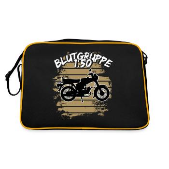 Blutgruppe 1:50 Ostalgie Moped Motorrad DDR Simmi - Retro Tasche - Schwarz/Gold - Hinten