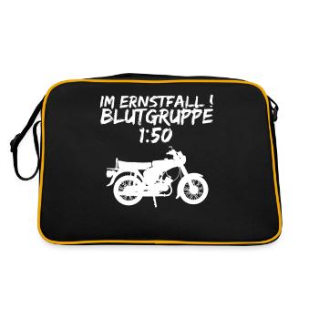 Blutgruppe 1:50 Ostalgie Moped Motorrad DDR Simmi - Retro Tasche - Schwarz/Gold - Hinten