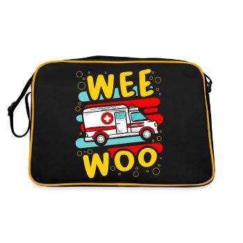 Wee Woo Krankenwagen Arzt Kind Pfleger Krank - Retro Tasche - Schwarz/Gold - Hinten