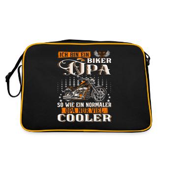Ich bin ein Biker Opa so wie normaler - Retro Tasche - Schwarz/Gold - Hinten