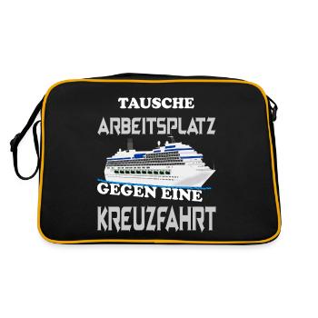 Kreuzfahrtschiff Kreuzfahrt Schiffsreise - Retro Tasche - Schwarz/Gold - Hinten