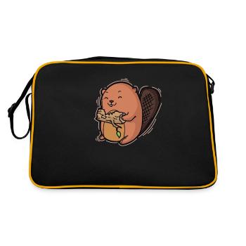 Beaver eats a tree trunk - Retro Bag - black/gold - Back