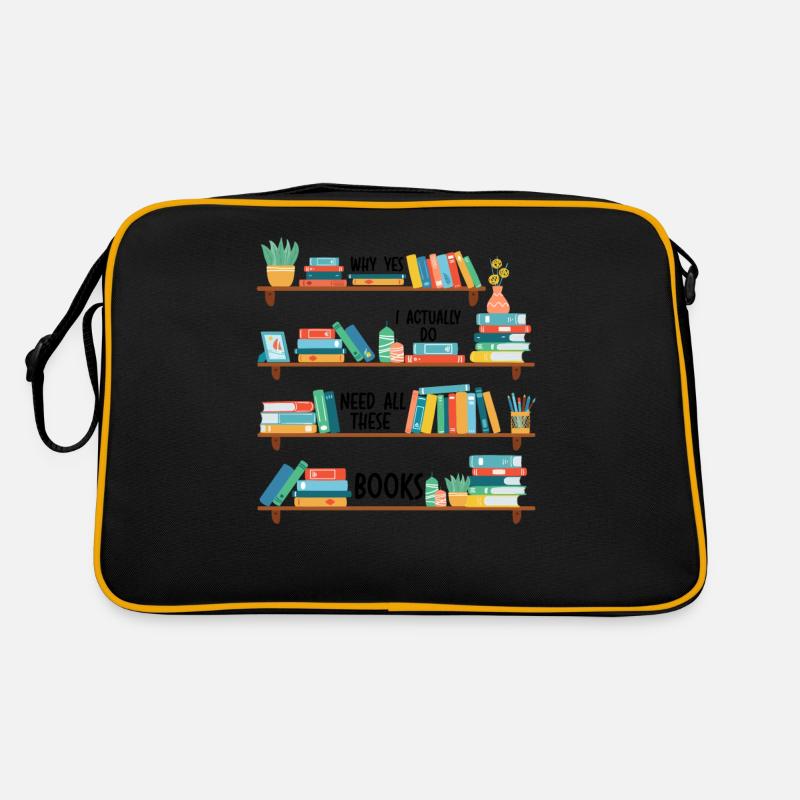 Yes I Really Do Need All These Books - Retro Tasche - Schwarz/Gold