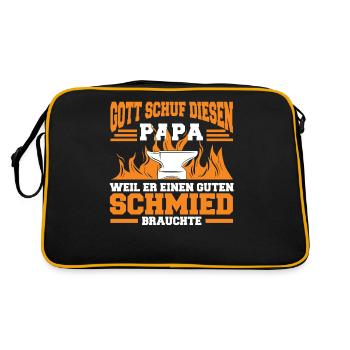 Waffenschmied Hufschmied Schmied - Retro Tasche - Schwarz/Gold - Hinten