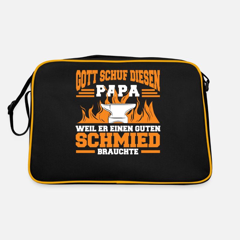 Waffenschmied Hufschmied Schmied - Retro Tasche - Schwarz/Gold