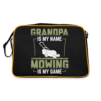 Lawnmower Grandpa Lawn Mowing Gardening Mowing - Retro Bag - black/gold - Back