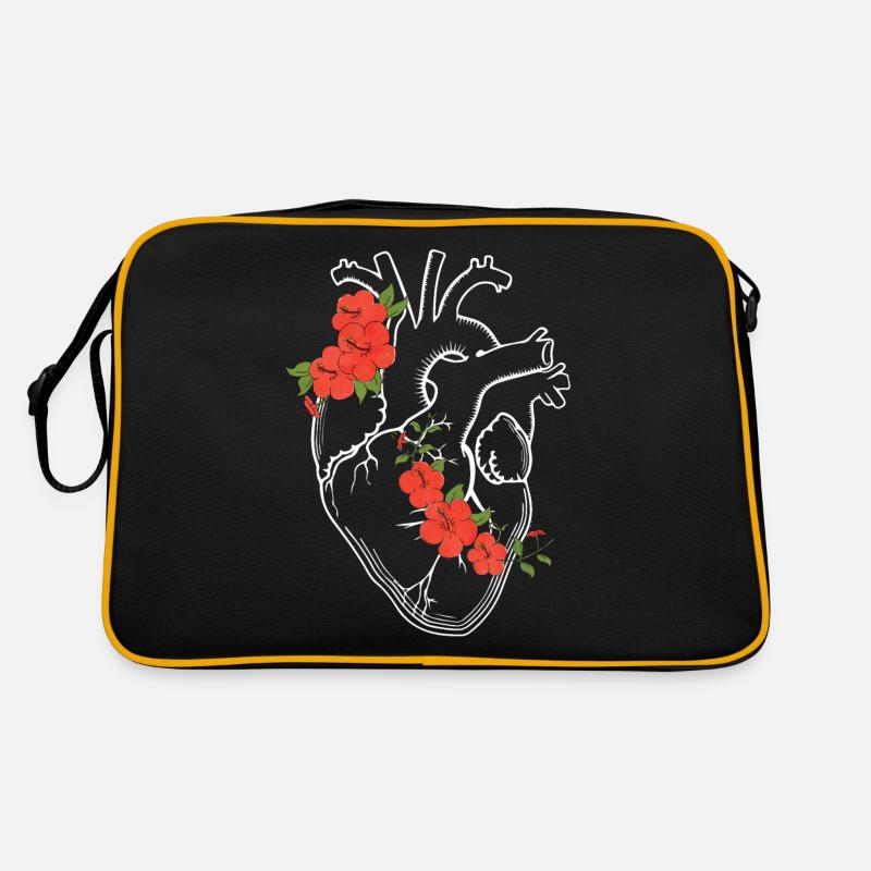 Anatomie Herz / Blumen Retro Tasche