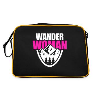 Wanderwoman Damen Wandern Wanderin Berge Natur - Retro Tasche - Schwarz/Gold - Hinten