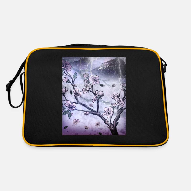 Japanese Art Cherry Blossom Tree Rain and Thunder Retro Bag