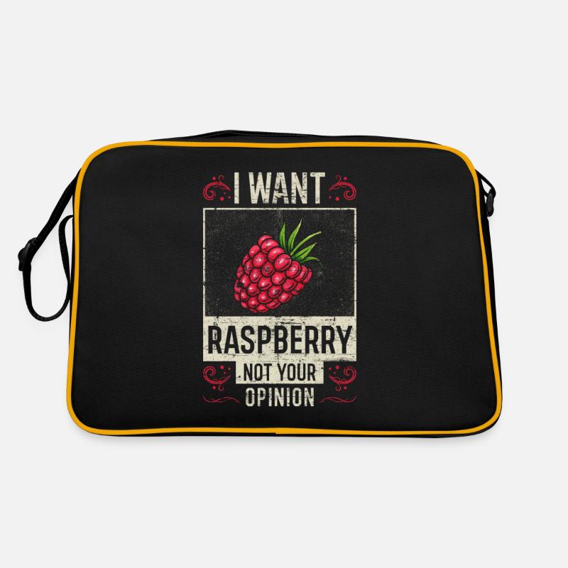 Himbeere Spruch lustig - Retro Tasche - Schwarz/Gold
