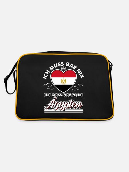 Ägypten Ich muss gar nix ich muss nur nach Ägypten - Retro Tasche - Schwarz/Gold