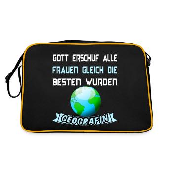 Geografin Geografie Geograf - Retro Tasche - Schwarz/Gold - Hinten