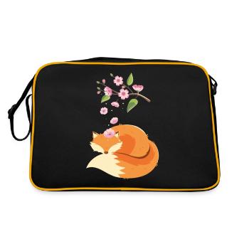 Japonais Cherry Blossom Flower Vintage Fox - Sac Retro - noir/or - Dos