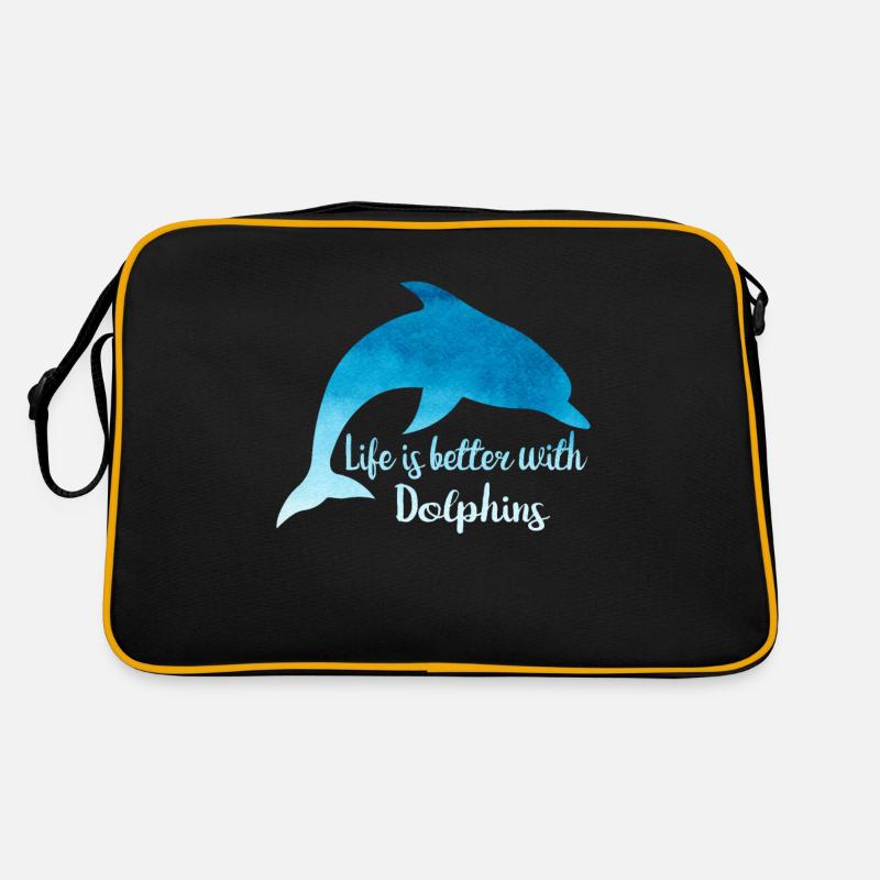 Delphin T-shirt Blau geschenkidee Retro Tasche