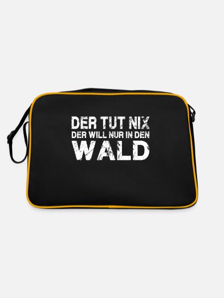 Der will in den wald - Retro Tasche - Schwarz/Gold - Hinten