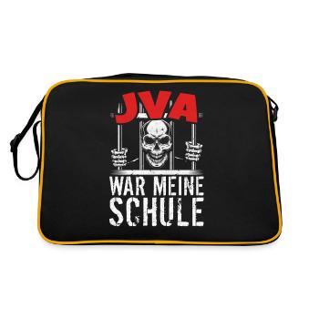 lustig Knast Gefängnis, JVA Insasse, Geschenkidee - Retro Tasche - Schwarz/Gold - Hinten
