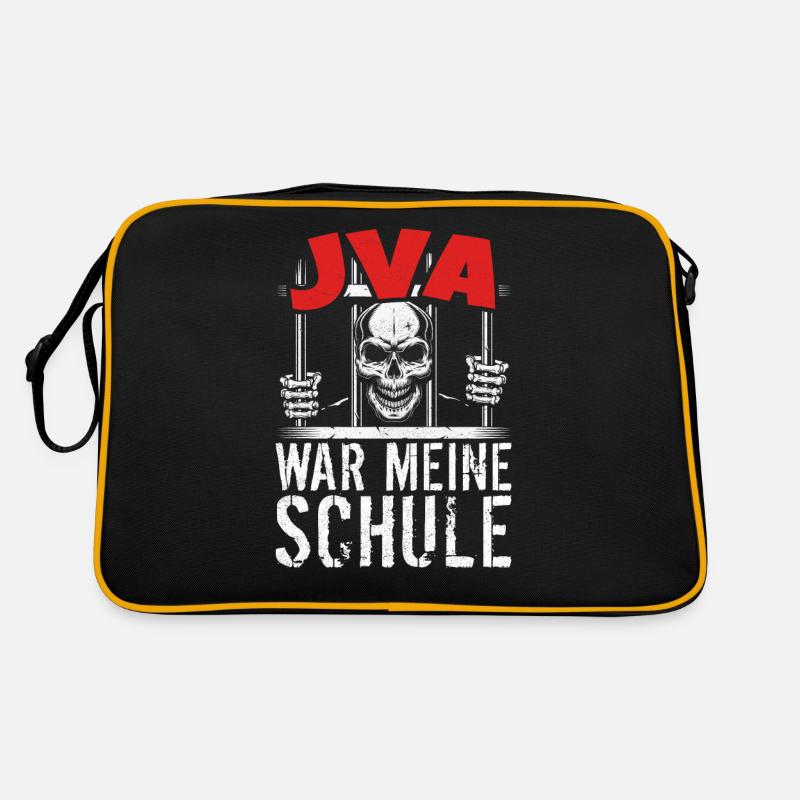 lustig Knast Gefängnis, JVA Insasse, Geschenkidee - Retro Tasche - Schwarz/Gold