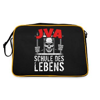 lustig Knast Gefängnis, JVA Insasse, Geschenkidee - Retro Tasche - Schwarz/Gold - Hinten